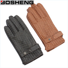Unisex Winter Warm Handgeflochtene Gewebe Muster Synthetische Leder Handschuhe